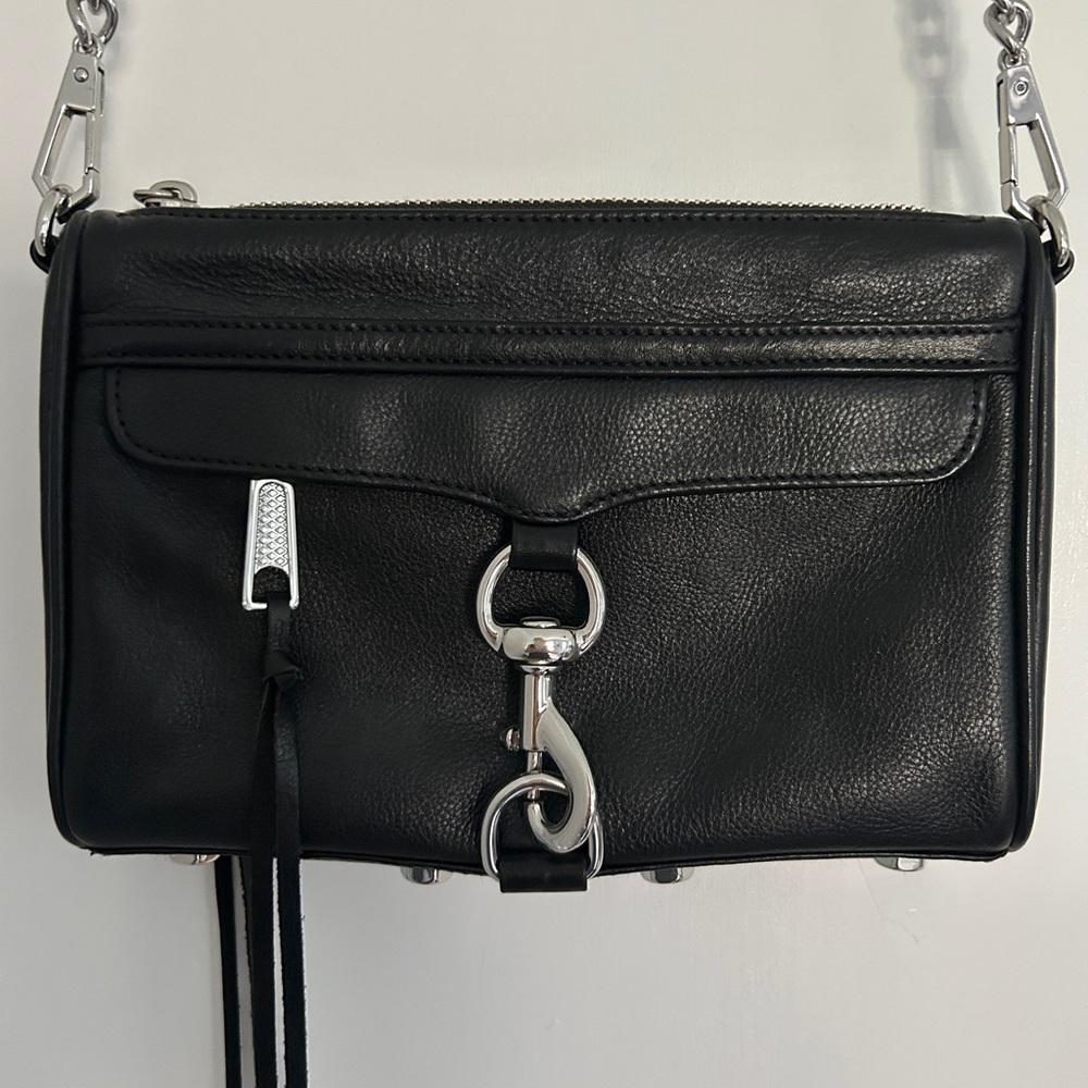Rebecca Minkoff Mini M.A.C. Black Crossbody Bag with Signature Lobster Clasp